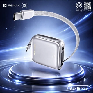 [China CCC] พาวเวอร์แบงค์ 10000mAh/20000mAh PD45W จอ LED พร้อมสายชาร์จคู่ในตัว ขนาดพกพา REMAX AS-181-35