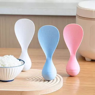 ทัพพีตักข้าวล้มลุก ทัพพีพลาสติก วางตั้งไม่ล้ม ดีไซน์พื้นผิวมีปุ่ม กันข้าวติด ล้างใช้ซ้ำได้ ส่งจากไทย!!!