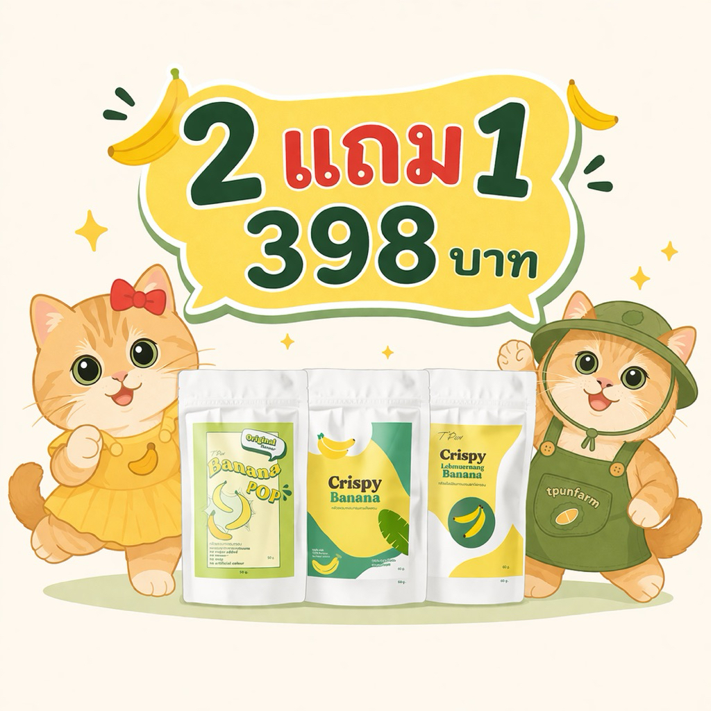 [ ซื้อ 2 แถม 1 ] กล้วยอบกรอบ ไม่เติมน้ำตาล ไม่ใส่สารกันเสีย