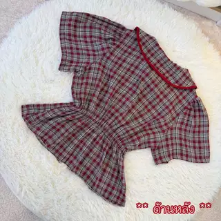 เสื้อสก๊อตคอบัวสาวอวบอ้วน อก38-46 หน้าผ้า 48 ผ้าทอลายสก๊อต รุ่น ช3