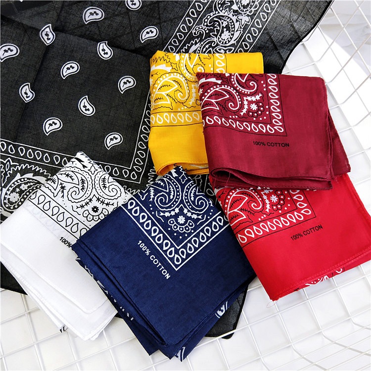 ผ้าเช็ดหน้า ผ้าโพกหัววินเทจ ลายลูกน้ำ paisley ใช้โพกหัวผูกผมชิคๆ มีสีให้เลือกเยอะมาก