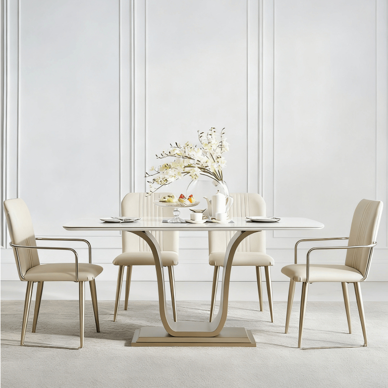BUNISE Z3GDT01 Sintered Stone Dining Table, Modern Minimalist, Custom Color & Size, Dining Room Tabl