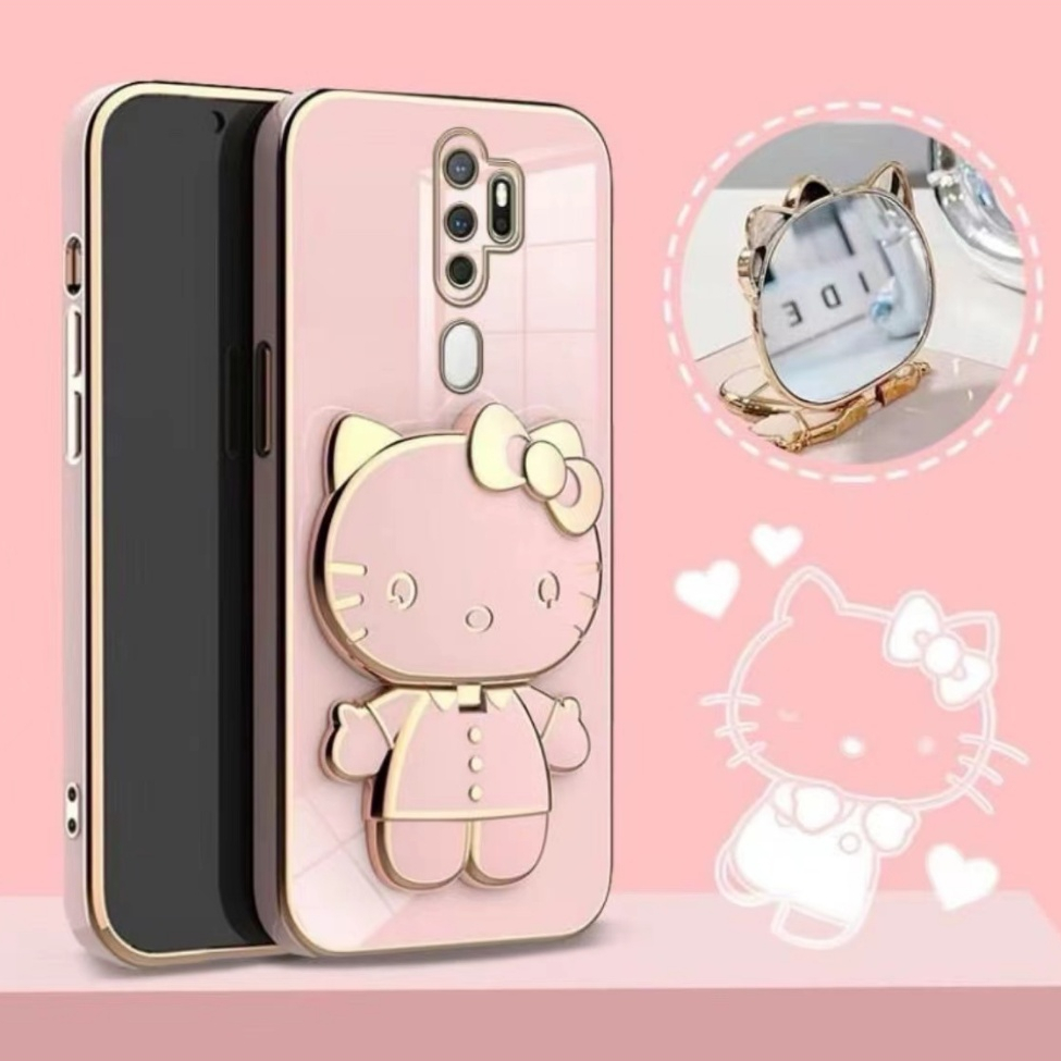 เคส คิตตี้ ขาตั้ง สำหรับ OPPO A5S A7 A12 F9 A57 A77S A77 A5 A9 (2020) A53 A16 A15 A15S A3S A54 A31 ฝาหลัง กันกระแทกนิ่ม