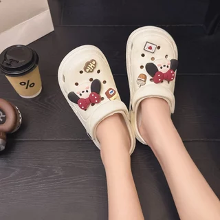 JSNB รองเท้าแตะผู้หญิง รองเท้าหัวโต Clogs น้องหมาหูยาว ติด Jibbitz สุดคิ้วท์ รองเท้าแฟชั่นผู้หญิง สไตล์เกาหลี [H827]