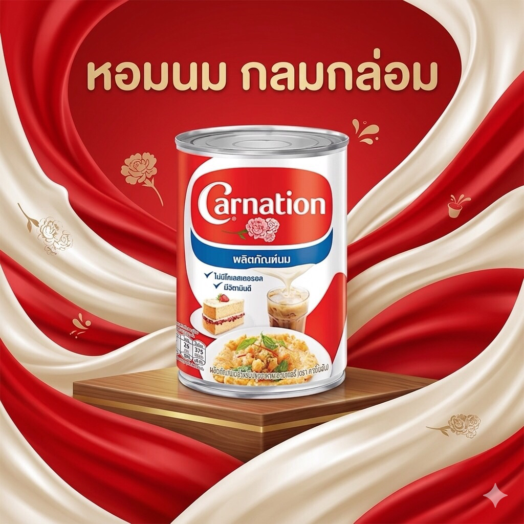 นมสดข้นจืดคาร์เนชั่น 405 กรัม รสชาติหอมมัน ไม่หวาน
