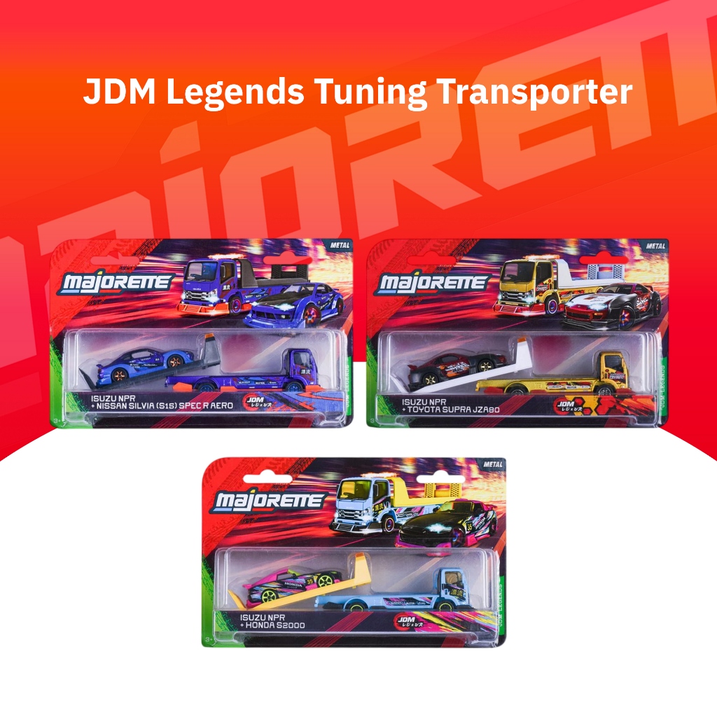 Majorette JDM Legends Tuning Transporter Supra JZA80 Silvia S15 Honda S2000 รถสไลด์