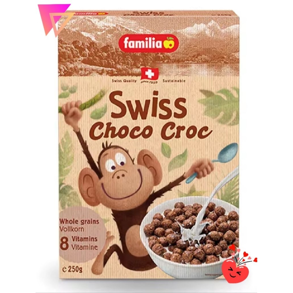 Familia Swiss Choco Croc Cereal แฟมิเลีย สวิส ช็อคโก คร็อค ธัญพืชอบกรอบรสช็อกโกแลต ซีเรียล 250g.(Exp:18/06/2027)