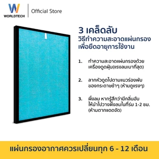 Worldtech ไส้กรอง เครื่องฟอกอากาศ รุ่น WT-P40-Filter ตัวกรอง HEPA11 กรองฝุ่น ควัน PM 2.5