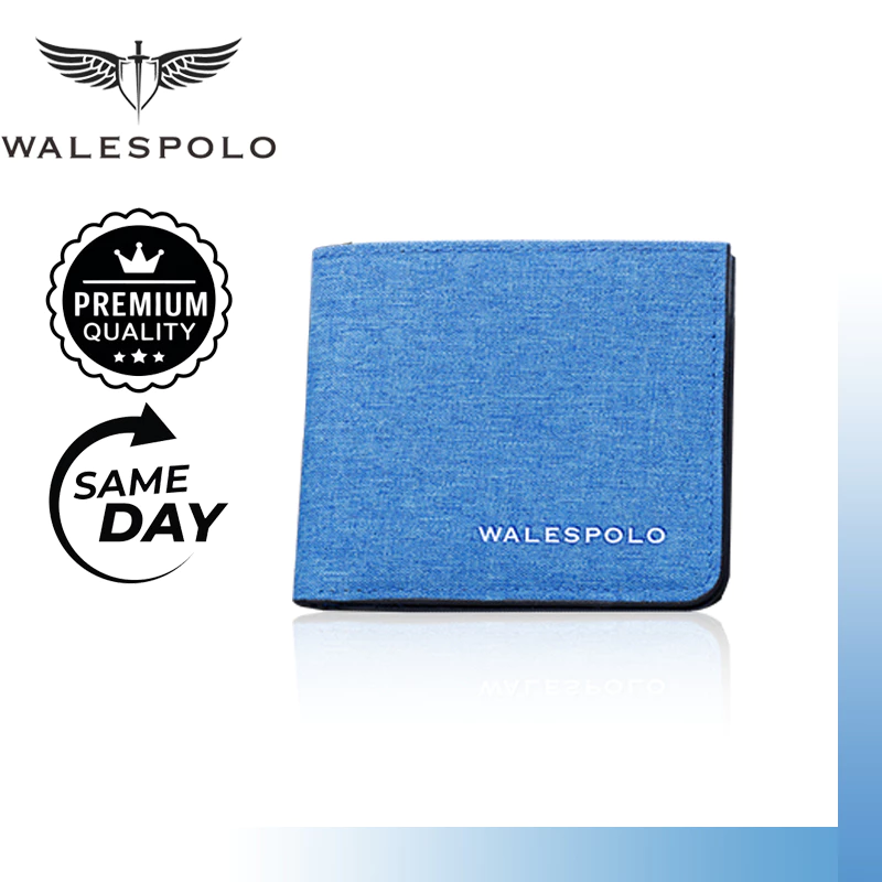 Walespolo กระเป๋าสตางค์ชายแบบสั้น กระเป๋าสตางค์พับได้ กระเป๋าสตางค์สไตล์สันทนาการ กระเป๋าสตางค์หลายช่องสำหรับบัตร