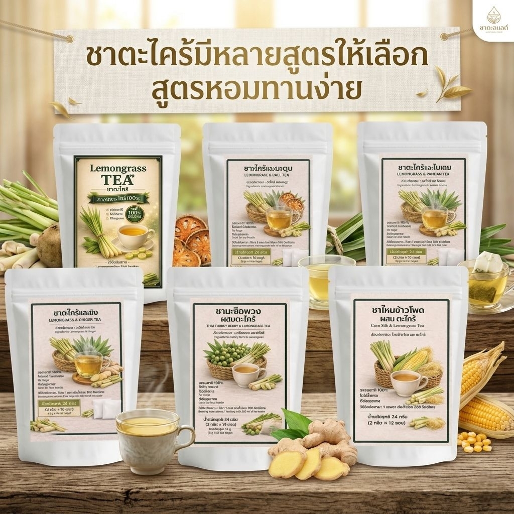 ชาตะไคร้หอม 12 ซอง สมุนไพนธรรมชาติ100% ไม่ผสมน้ำตาล  ดื่มได้ทั้งร้อนและเย็น