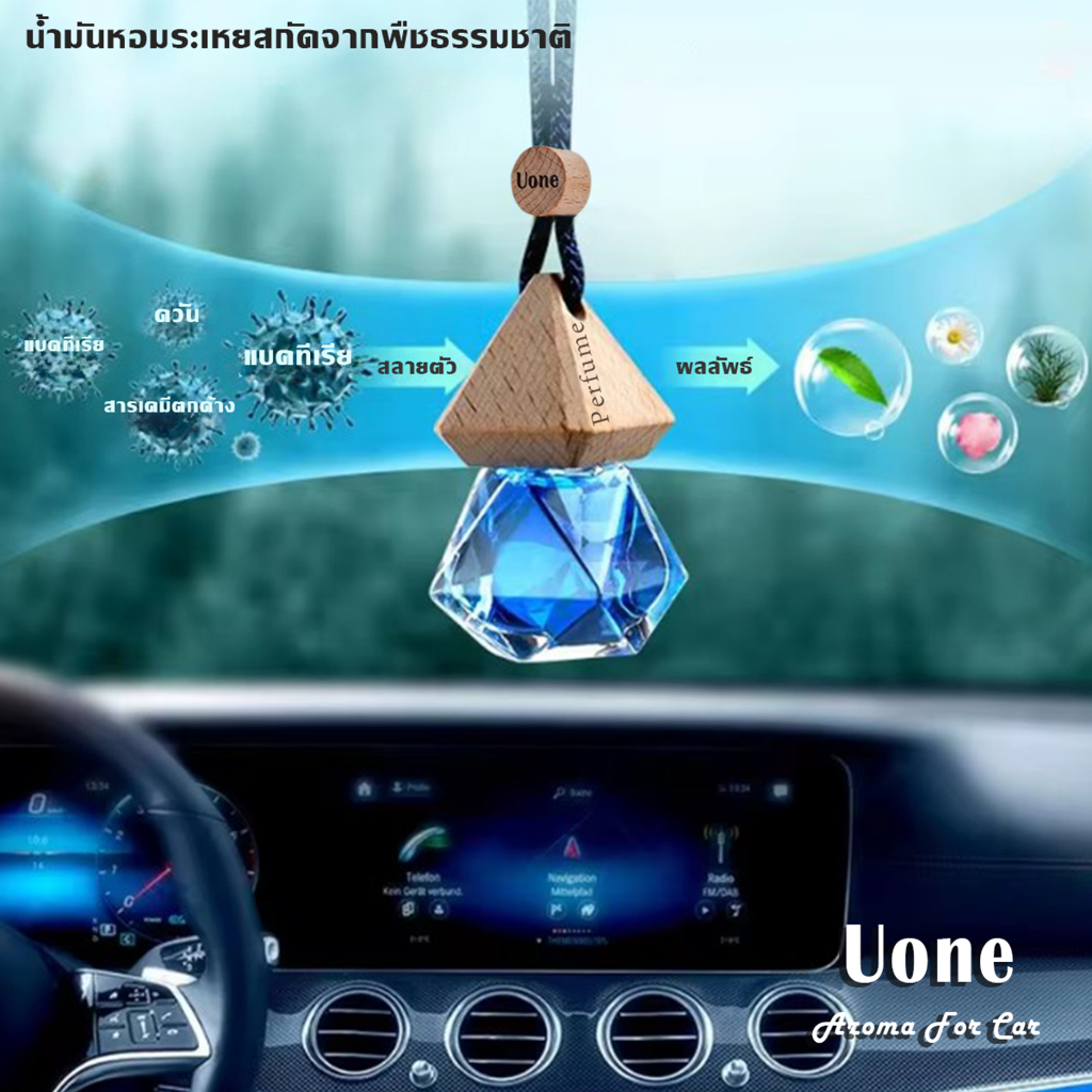 Uone Aroma   น้ำหอมในรถ ฝาไม้ กลิ่นแบรนด์ ฝรั่งเศส น้ำหอมแขวนรถ ปรับอากาศ ใช้ได้นานเป็นเดือน อโรม่า