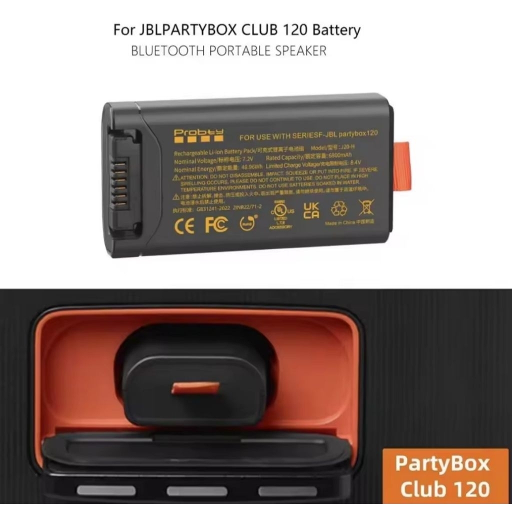 6800mAh สําหรับแบตเตอรี่ JBL 200 - แบตเตอรี่สํารองที่เปลี่ยนง่ายสําหรับ JBL PartyBox Club 120