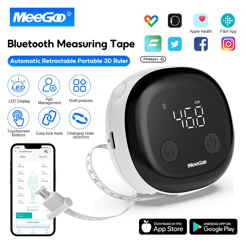 MeeGoo สายวัดตัวอัจฉริยะบลูทูธ 5.0 เชื่อม Fitdays+ วัดแม่นยำ ติดตามรูปร่าง ครอบครัวใช้ได้ พกพาง่าย