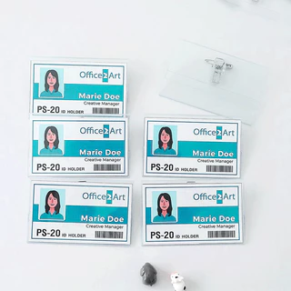 ป้ายชื่อติดหน้าอก 50ชิ้น ป้ายชื่อ เข็มกลัด+คลิปหนีบ ป้ายชื่อพนักงาน PVC Name Tag ง่ายต่อการติดตั้ง ใช้งานง่าย