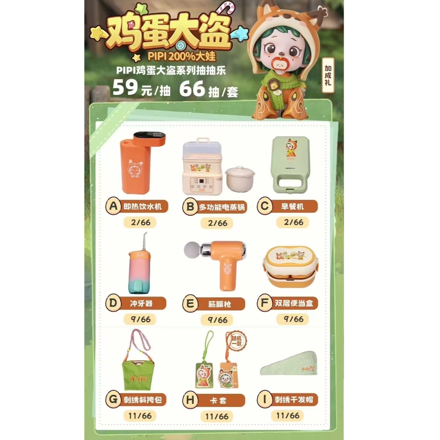 (🍊🥝พร้อมส่ง) อิจิบังกูจิ PIPI - Egg Thief Series : 66 ตั๋ว