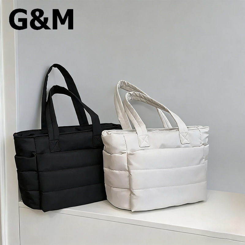 G&M,G กระเป๋าผ้าใบผ้าฝ้ายยับสำหรับผู้หญิง มีน้ำหนักเบาและนุ่ม อเนกประสงค์ กันน้ำ