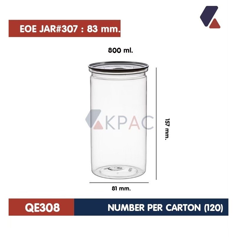 กระปุกพลาสติก​ PET​ กระปุกฝาดึงอลูมิเนียม กระปุกน้ำพริก​ รุ่นQE308 ขนาด​800ml. 1ลังบรรจุ​ 120​ใบ ​ปิดด้วยเครื่องปิดฝา