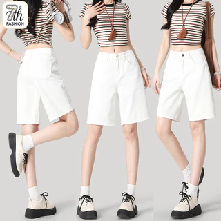 🔥【S-5XL สายยีนส์ห้ามพลาด】ขาสั้นยีนส์5ส่วน ไซส์ใหญ่ เอวสูง ดีไซน์เกาหลี สีอินเทรนด์ ใส่สบาย