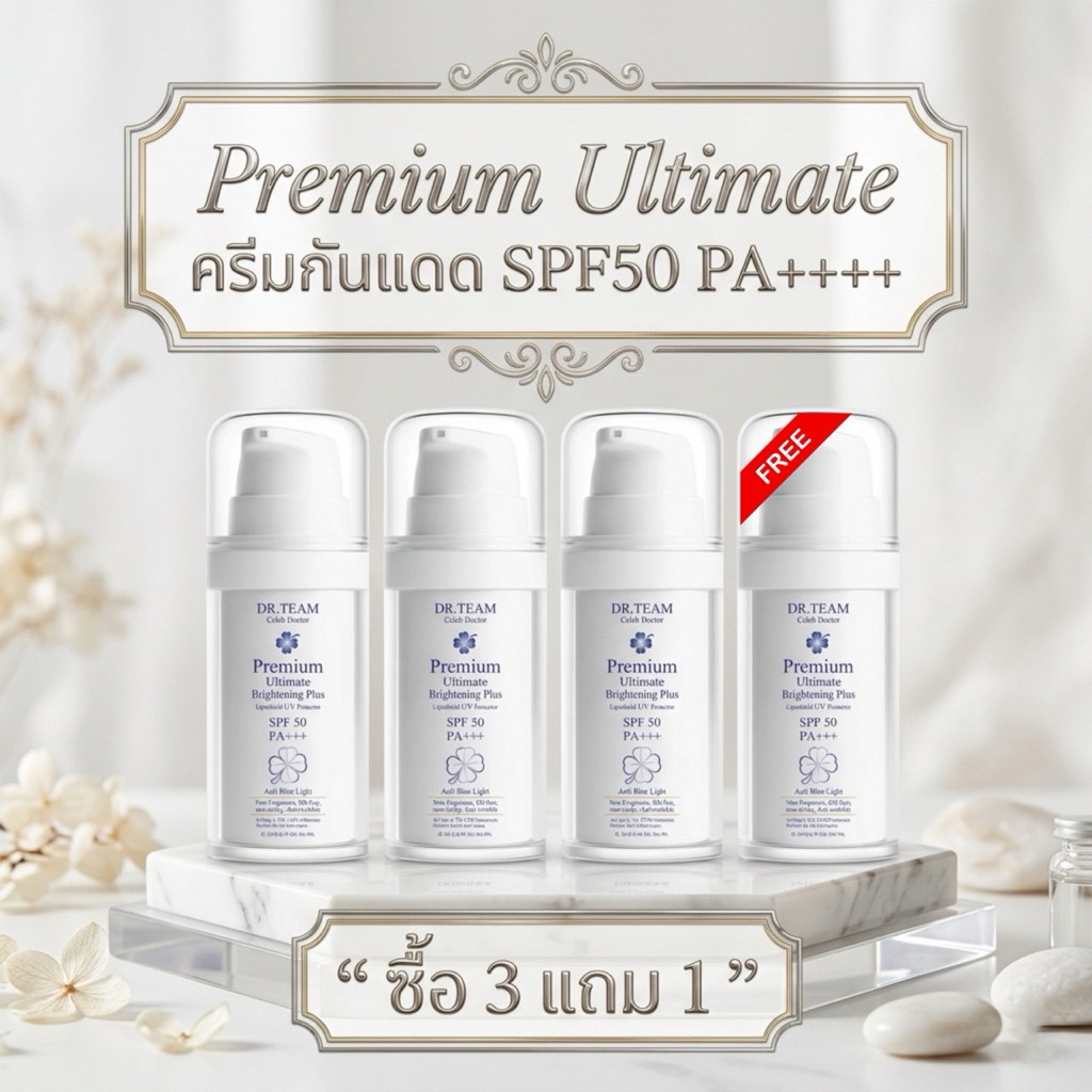ซื้อ 3แถม1 พรีเมี่ยมอัลติเมท แอลตี้ บลูไลท์ ไบรท์เทนนิ่ง ยูวี โพรเทคเตอร์ 20 g หมอทีม Dr.Team