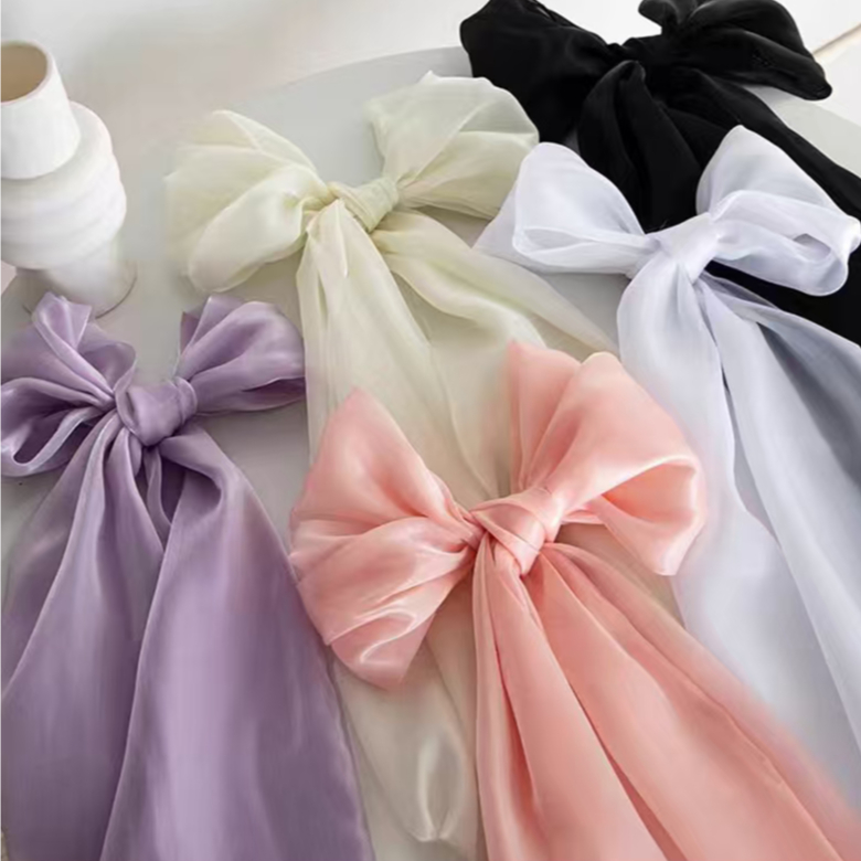 🌷🌷BAG🌷🌷 โบว์ผ้า ชีฟอง สีพาสเทล โบว์ผ้าผูกช่อดอกไม้ ตกแต่งดอกไม้ แบบช่อ ผ้าชีฟอง