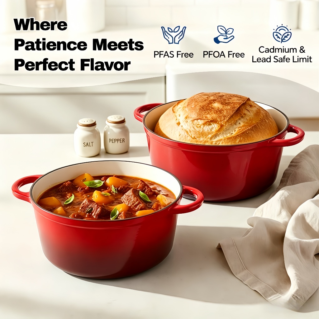 ⚡จัดส่งจากไทย⚡หม้อเหล็กหล่อทรงกลม ขนาด 24 ซม. สีแดง TRADITION ROUND CASSEROLE 24CM CERISE