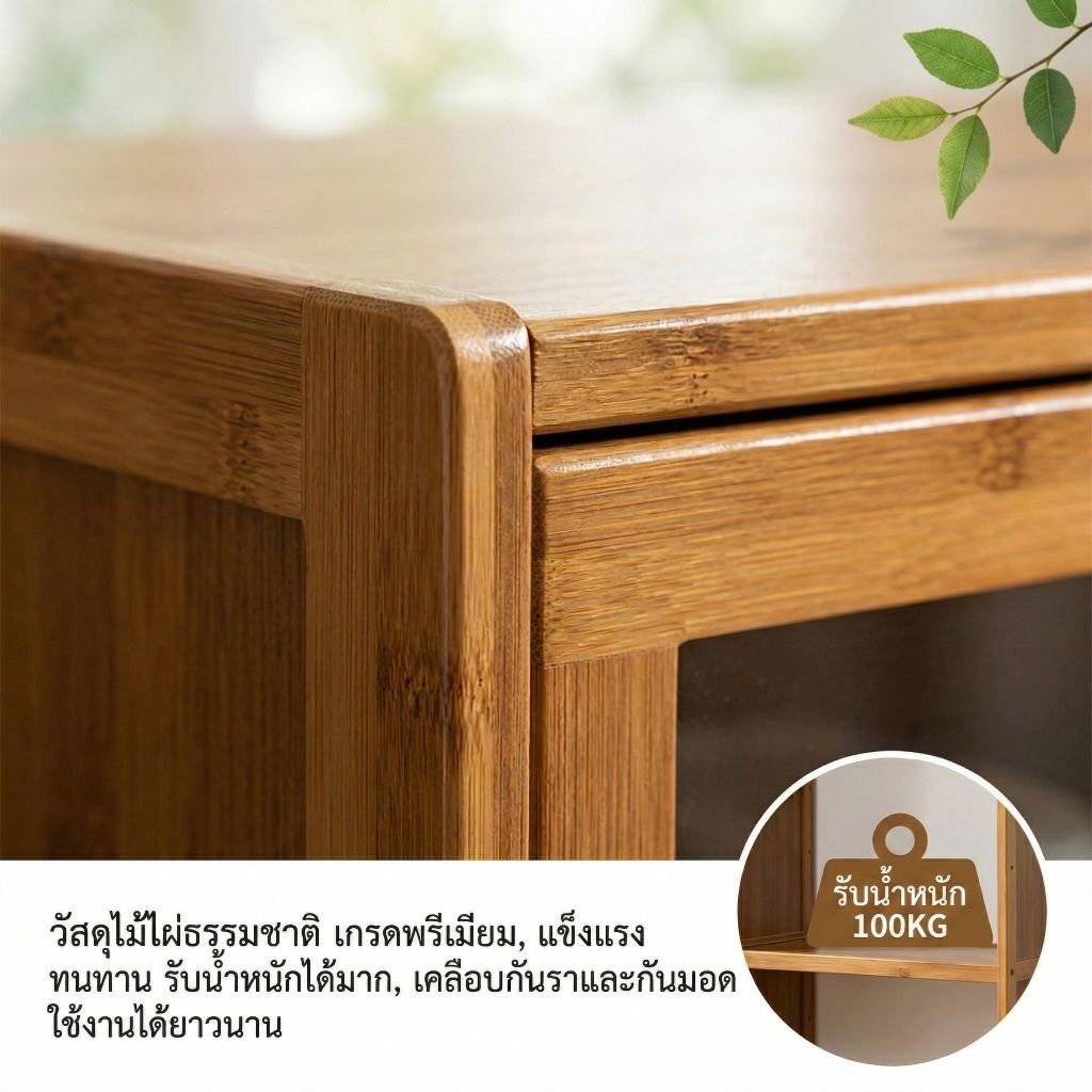 ตู้เก็บของในครัว ชั้นเก็บของ ตู้ไซด์บอร์ด อเนกประสงค์ วัสดุไม้ไผ่ แข็งแรงทนทาน ทนน้ำและทนความชื้น ราคา ถูกที่สุด ดีลบีเคเค แกลเลอรีภาพที่ 7