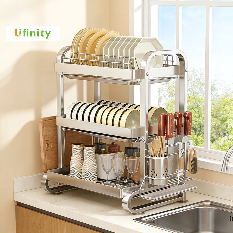 Lifinity ที่วางจานสแตนเลสพร้อมที่วางตะเกียบและมีดในตัว ดีไซน์ประหยัดพื้นที่