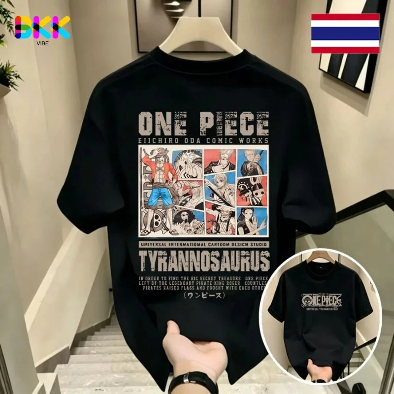 BKK Vibe💥เสื้อยืด oversize OnePiece สกรีนหน้าหลัง ลายการ์ตูนอนิเมะญี่ปุ่น แขนสั้น คอกลม เสื้อผ้าสไตล์ญี่ปุ่น