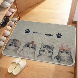 เช็ดเท้ายางพารา ขนาด 40X60ซม หนา 4MM ดีไซน์ลายแมว 9 ตัวสุดน่ารัก ซับนํ้าดี กันลื่น สำหรับตกแต่งบ้าน