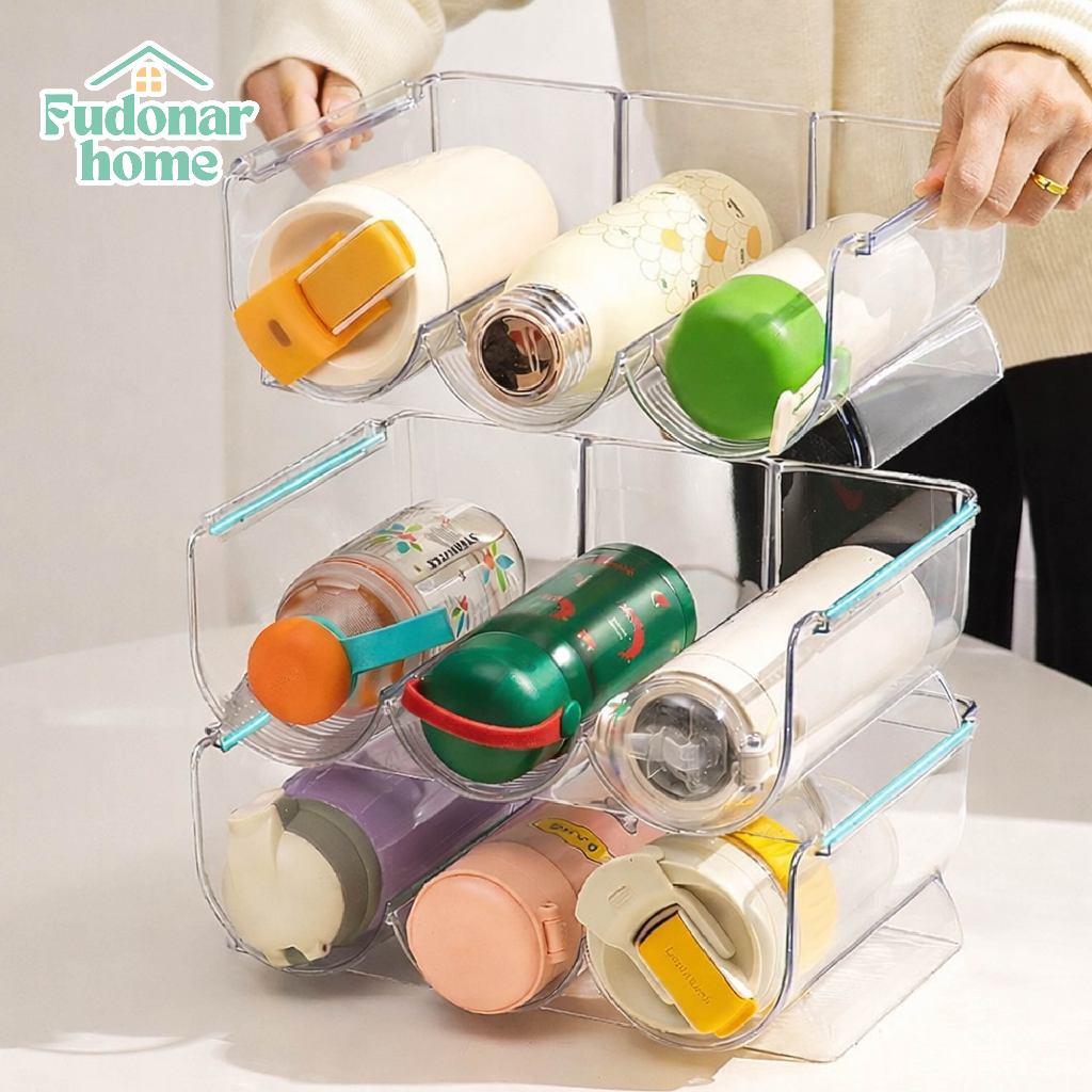 Fudonar ที่ใส่ขวดน้ำ 3ช่อง แบบเซตวางซ้อนกันได้ ที่เก็บขวดน้ำ ใส่กระบอกน้ำหรือแก้วเยติ สินค้าพร้อมส่ง รูปที่ 3