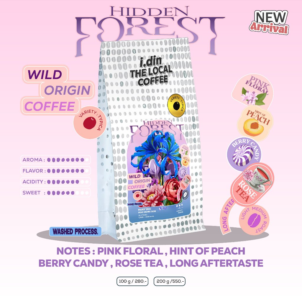 HIDDEN FOREST สายพันธุ์ TYPICA จากป่าลึก (21.04.69) , WASHED PROCESS / ห้วยหวาย แม่ฮ่องสอน