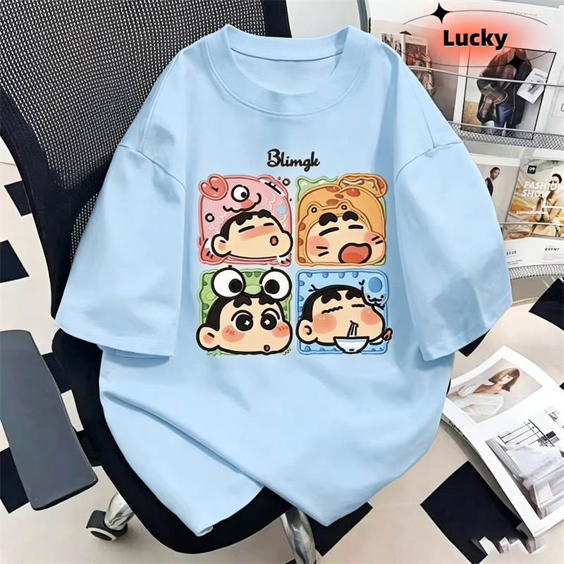 เสื้อยืดลายชินจัง｜ทรงหลวม｜คอวงกลม｜แขนสั้น｜ใส่สบาย｜ไซส์M-3XL｜ส่ง24ชั่วโมง ﻿ 4.11 ราคา ถูกที่สุด ดีลบีเคเค รูปภาพหลัก