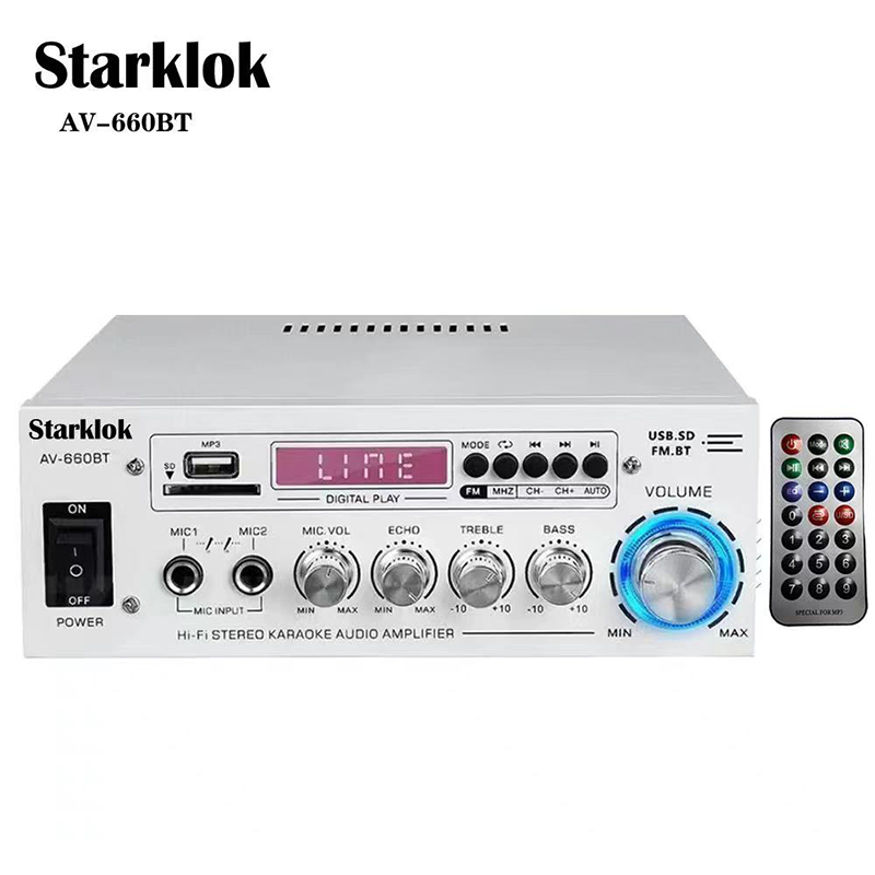 Starklok Amplificador HIFI D วงจรขยายช่องเสียบหูฟังอิสระ 400W 12 / 220V เครื่องขยายเสียงโฮมเธียเตอร์รองรับเสียง