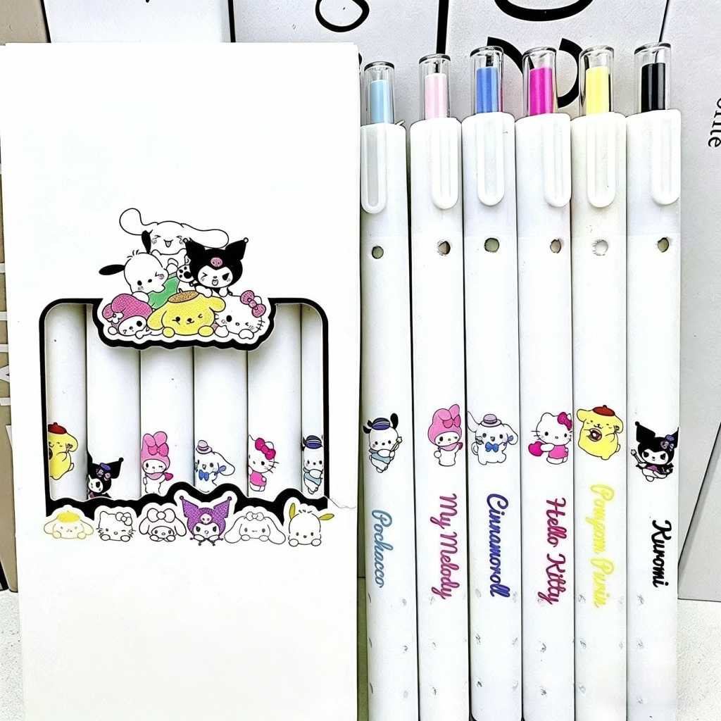 ปากกาเจลกด ปากกาลูกลื่น Sanrio 0.5 มม. ปากกาลิมิเต็ด นักเรียน น่ารัก เครื่องเขียน ของขวัญเด็ก แพ็ค 6 แท่ง