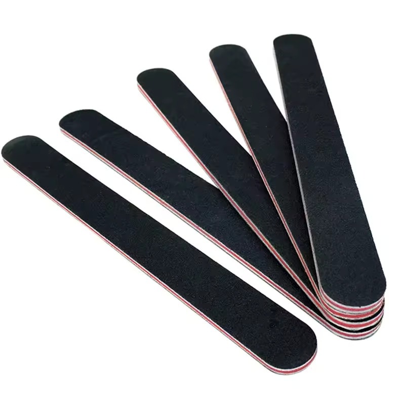 5 Pcs Nail File Professional Nail Art Buffering Black Sandpaper Stiffened Lime Angle 100/180 Sand Fi