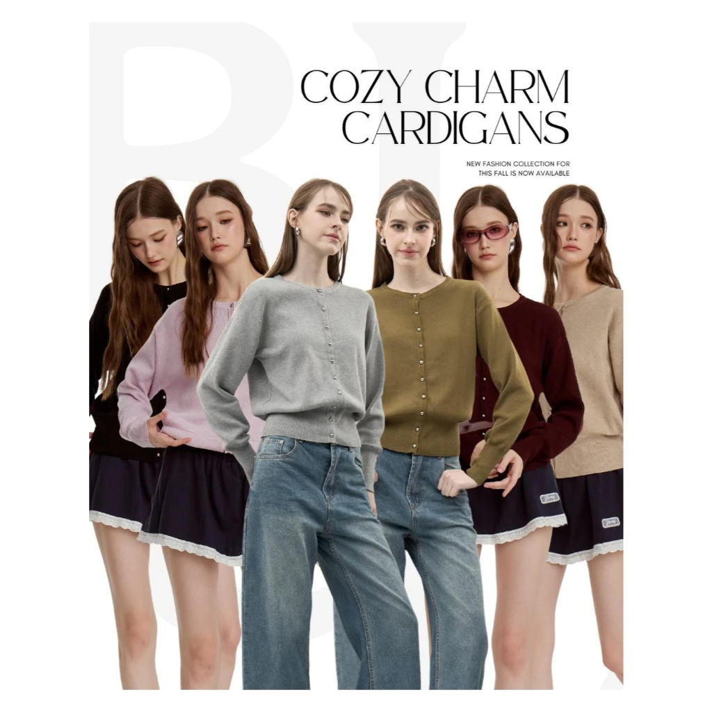 BCLS29 Cozy Charm Cardigans - เสื้อคาร์ดิแกน Knitted soft-touch