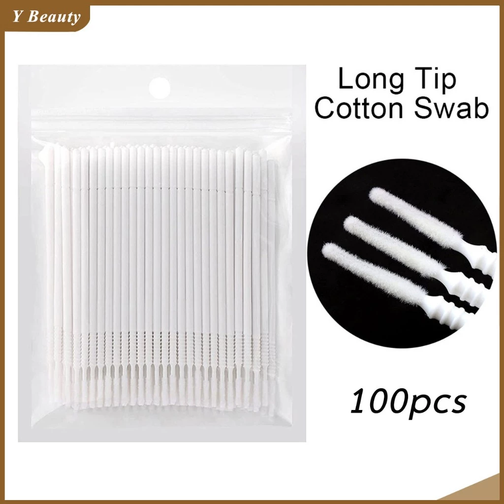แปรงไมโคร Applicator ผ้าฝ้ายพลาสติกสําหรับปัดขนคิ้ว มม. 100 ชิ้น