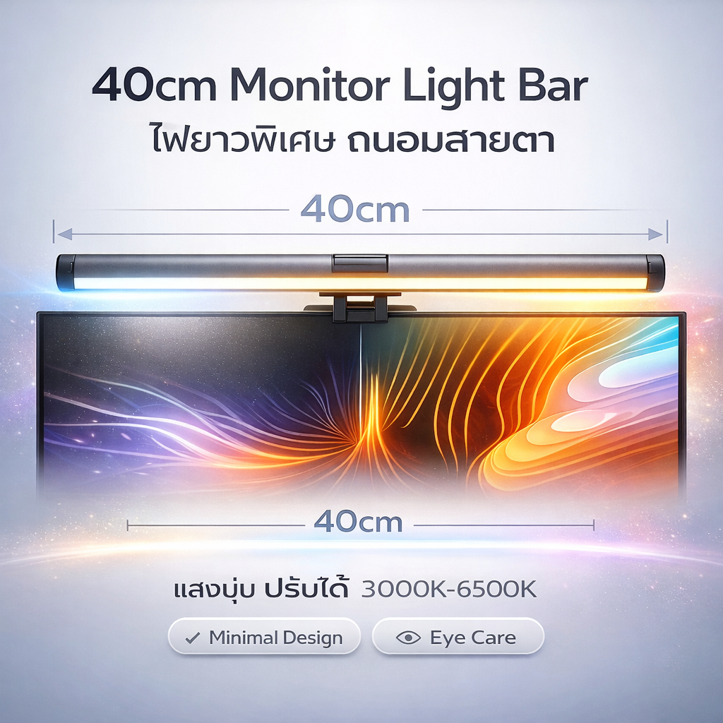 40cm Monitor Light Bar ดีไซน์มินิมอล ถนอมสายตา ปรับแสงได้ 3000K-6500K