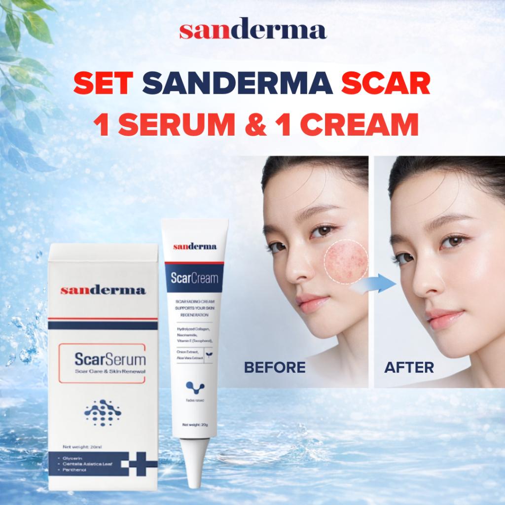 [เซ็ตสุดคุ้ม] Sanderma Scar Serum + Cream ครีมลดรอยแผลเป็น ลดรอยสิว รอยดำ ฟื้นฟูผิวเรียบเนียน ชุ่มชื