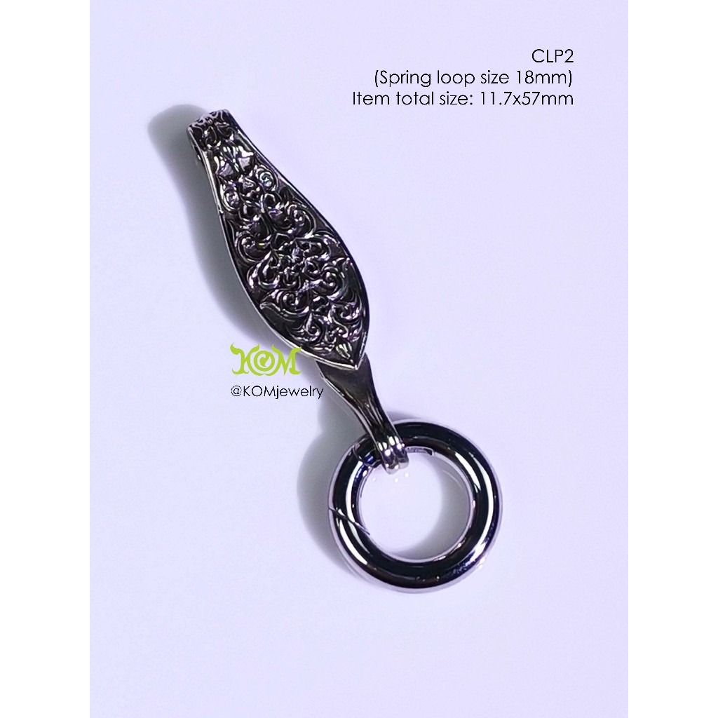 CLP2Whitebrass Amulets clip size 11.7x57mm แหนบพระ สำหรับเหน็บพระ หรือจี้