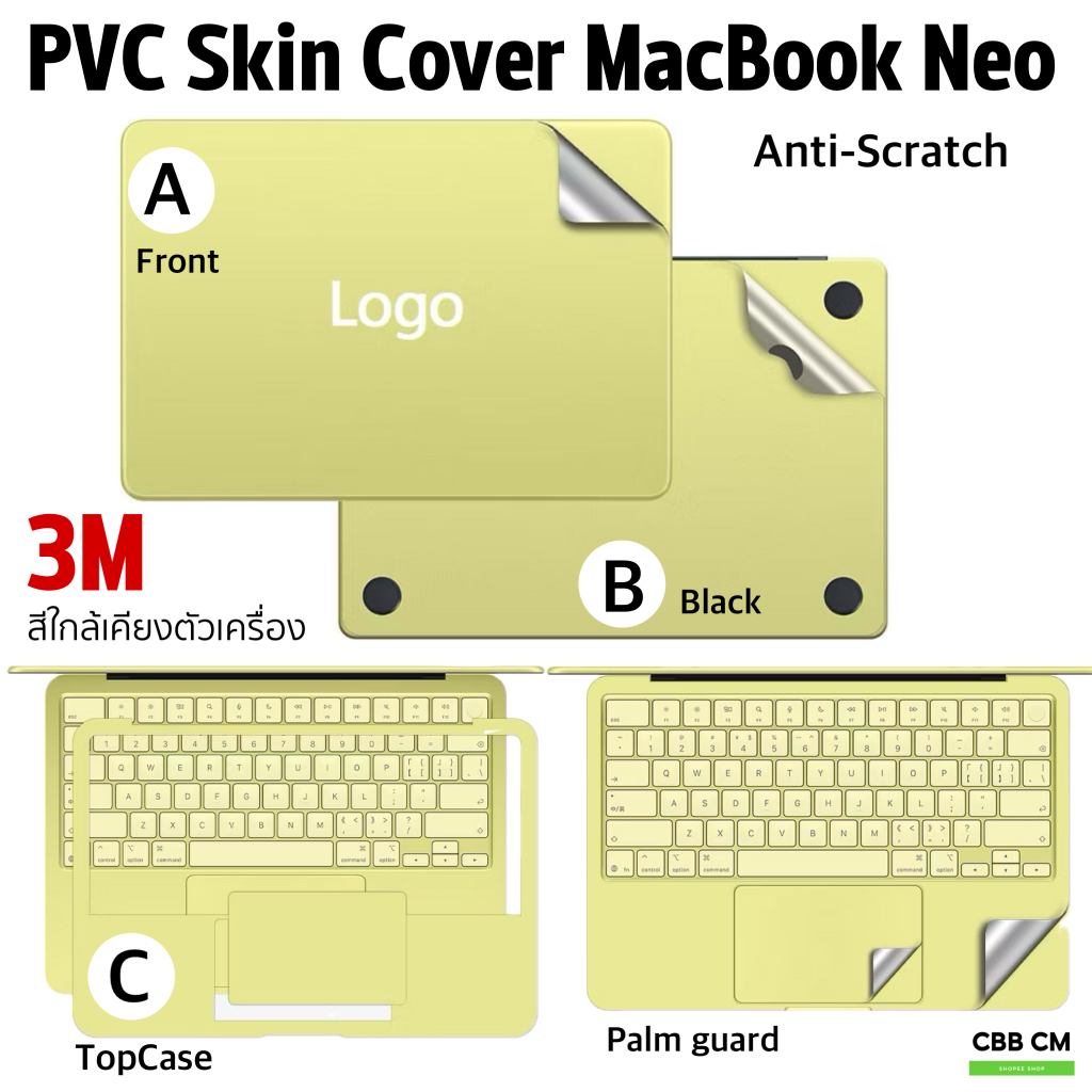 PVCสติกเกอร์กันรอยแมคบุค For MacBook Pro14 16 M2 M3 M4 M5 2021-2026 laptop sticker anti scratch
