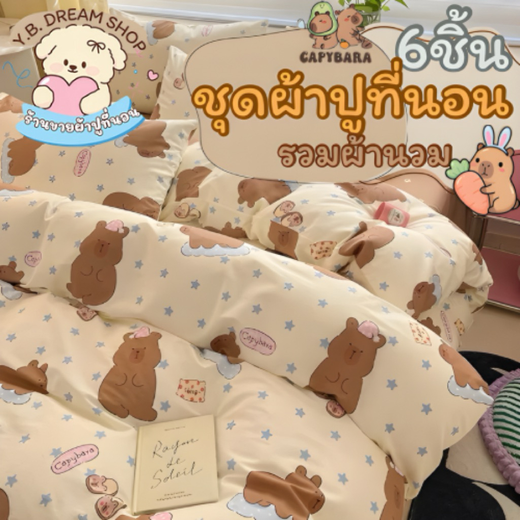 ชุดผ้าปูที่นอนครบเซ็ต6ชิ้นพร้อมผ้านวมY.B.Dream shop