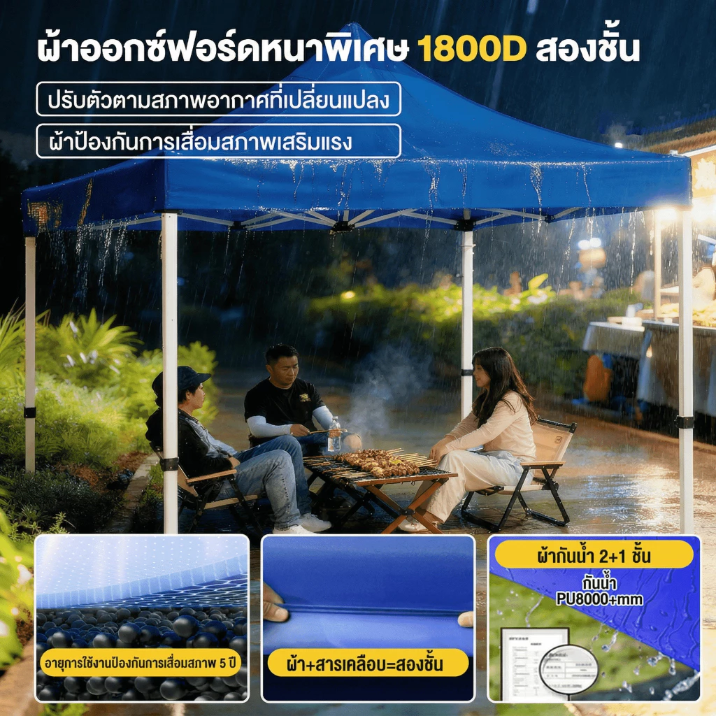 เต็นท์พับ 2x2 3x3 3x6 สำหรับขายของ เต็นท์สนาม thumbnail 6