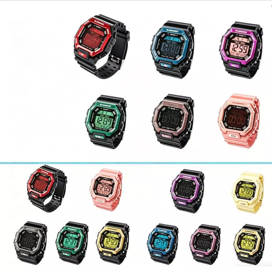 นาฬิกากันน้ำซิลิโคนอิเล็กทรอนิกส์ สีสุ่ม กล่องตาบอดเซอร์ไพรส์ น้ำหนักเบาและทนต่อการสึกหรอ การเดินทางทุกวัน