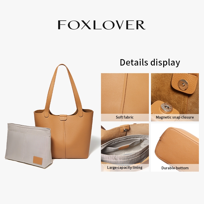 FOXLOVER حقيبة توت كتف كبيرة جلد PU — صورة 5