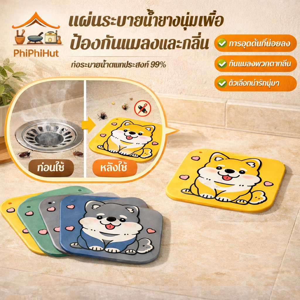 【ป้องกันกลิ่นเหม็นและยุง】PPH ฝาครอบท่อน้ำทิ้งสองในหนึ่งกันกลิ่นสำหรับห้องน้ำ ฝาปิดท่อน้ำ
