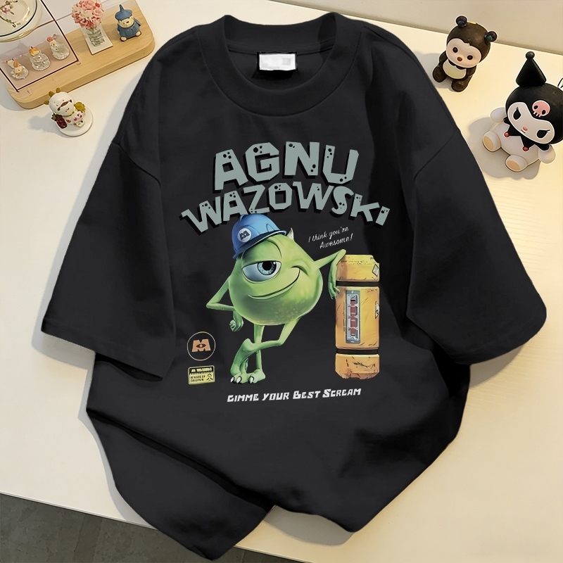 [จัดส่งตลอด 24 ชั่วโมง] เสื้อยืดคอกลมลายตาโต สไตล์อเมริกัน คู่รักได้ ทรงโอเวอร์ไซส์ ดีไซน์ไม่ซ้ำใคร 4.14