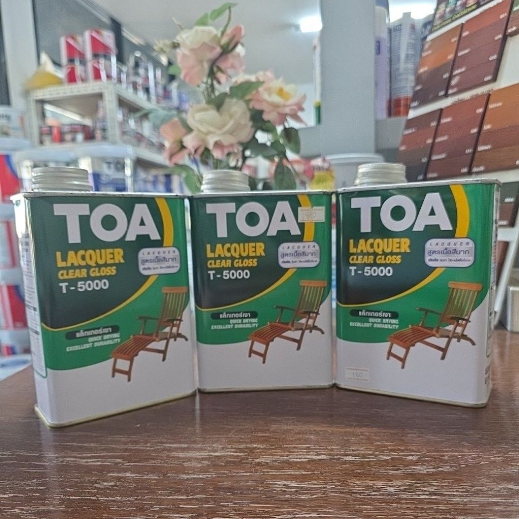 ทีโอเอ แล็กเกอร์เงา T5000 # T-5000 TOA LACQUER CLEAR GLOSS ขนาด 1/4 แกลลอน สูตรเนื้อสีมาก เข้มข้น ถู