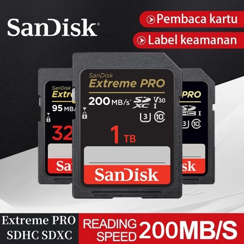 SANDISK SDcard Extreme PRO32GB/64GB/128GB (200MB/s) UHS-I U3C10 V30 4K Camera SD card
