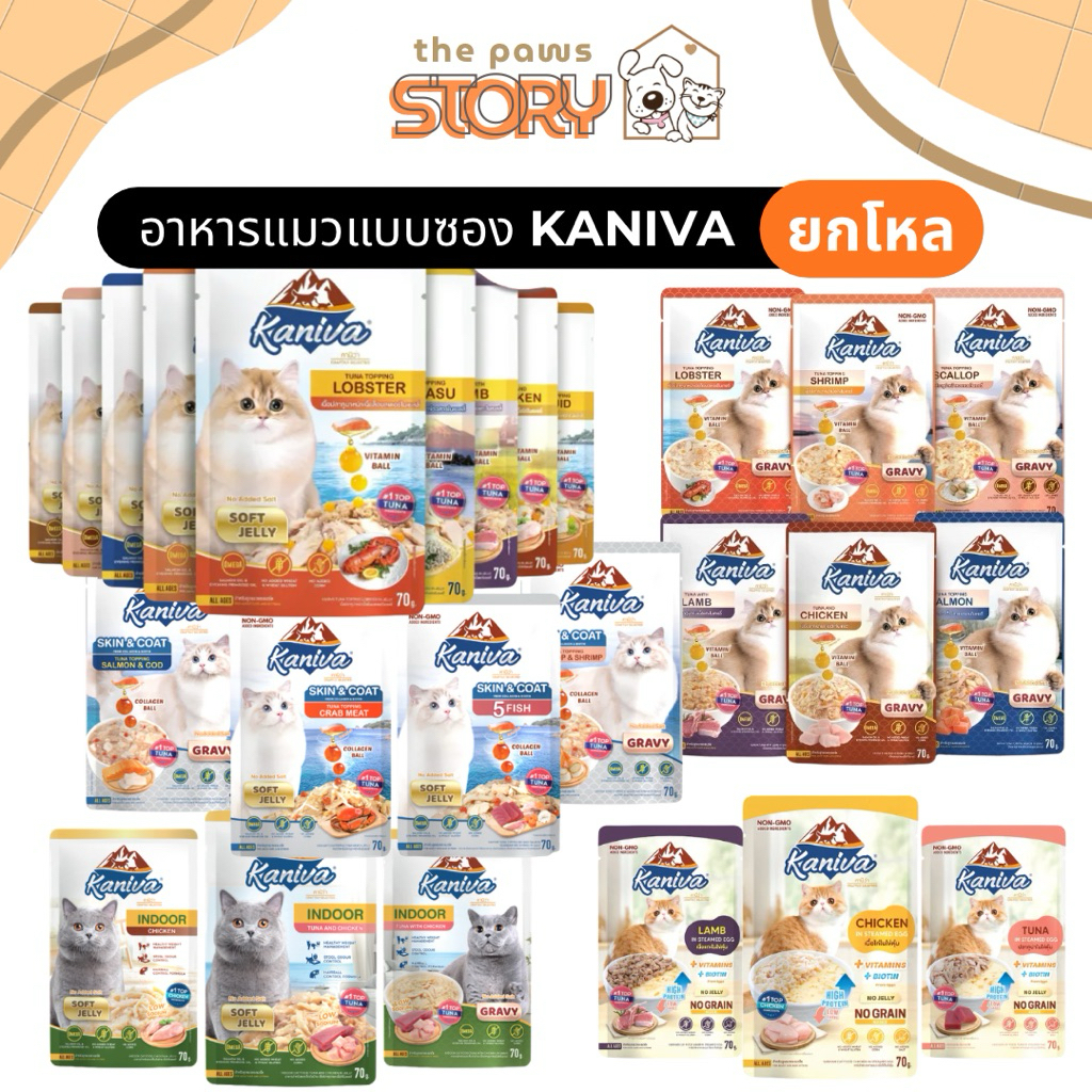 (ส่งด่วน) ยกโหล 12 ซอง x 70 กรัม อาหารเปียกแมวคานิว่า Kaniva โปรตีนสูงจากทูน่า